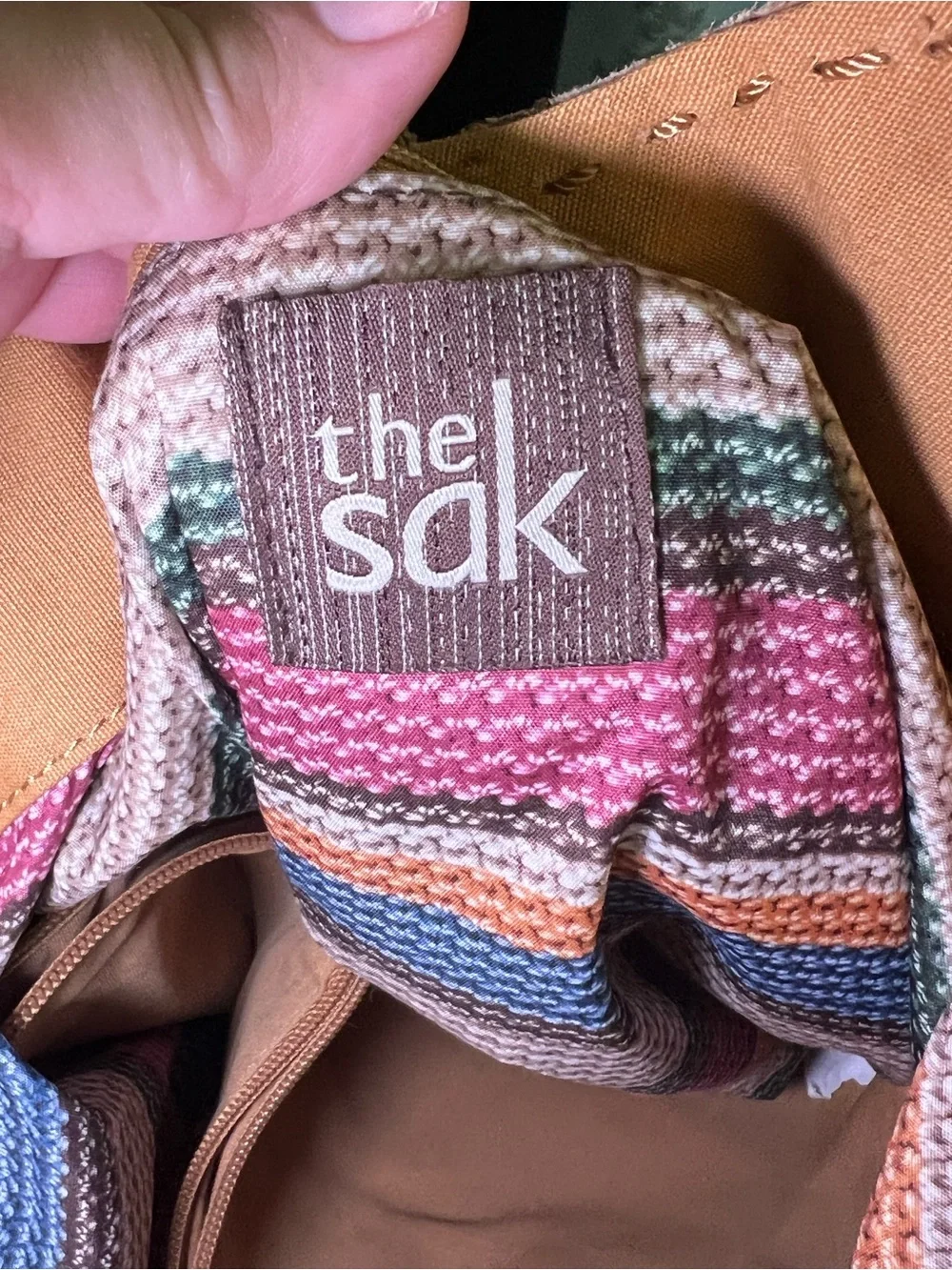 The Sak Tan Vintage Peace Sign Leather Hobo with Braided Handles